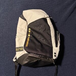 Nike Elite Pro Basketball Backpack White Black Gold | Excellent Condition